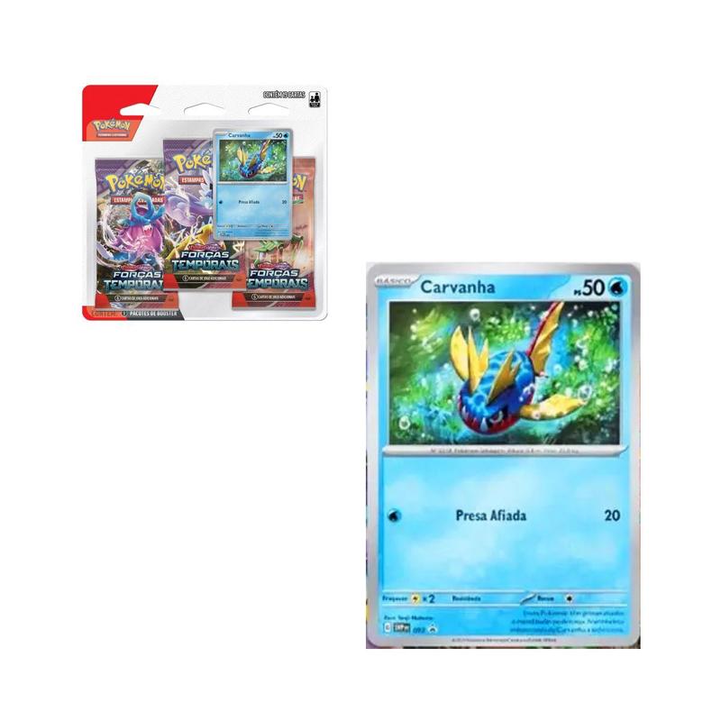 Pokémon Cartas TCG Forças Temporais Blister Triplo Carvanha